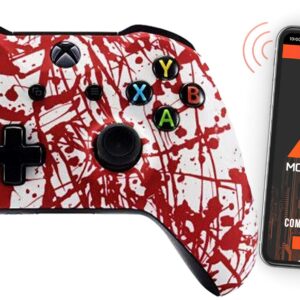 MODDEDZONE Custom MODDED Wireless Controller for Xbox One S/X and PC - With Unique Smart Mods - Best For First Person Shooter Games - Handcrafted by Experts in USA with Unique Design - Blood Splatter