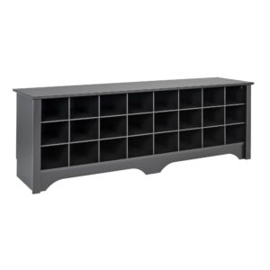 prepac 24 pair shoe storage cubby bench, black