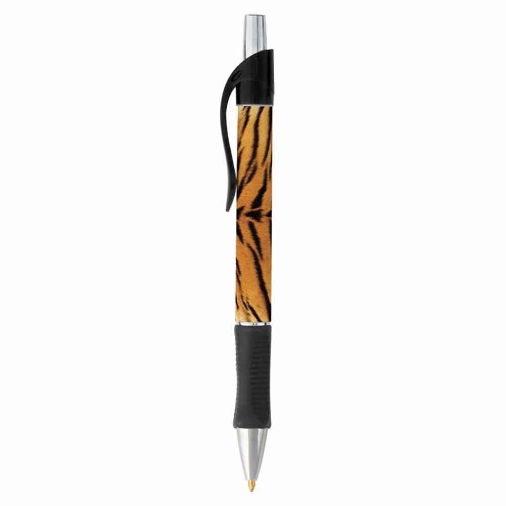 Tiger Animal Print Pen - Black or Blue Writing Ink - Wildlife Nature Design - Stationery Gift - Office Business School Supplies (BLACK INK)