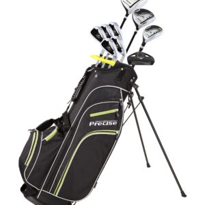 Precise M3 Men’s Right Handed Complete Golf Club Set Regular, Golf Clubs for Men Include 460CC Driver, 3 Wood, 21* Hybrid, 6-9 Irons, Pitching Wedge, Putter, Deluxe Stand Bag, 3 Headcovers, Black Lime