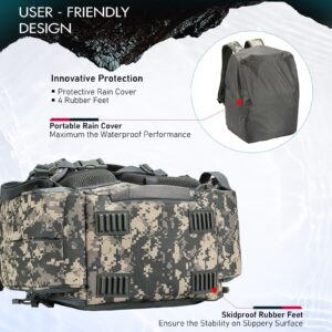 Piscifun Fishing Tackle Backpack with 4 Trays, Large Outdoor Storage Tackle Bag with Protective Rain Cover Digital Camouflage