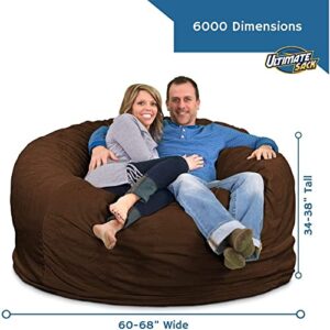 ULTIMATE SACK 6ft Bean Bag Chair, Oversize Bean Bag Chair for Adults, Comfy Chair Bean Bag Couch Lounge Sofa Loveseat Furniture | Brown Suede