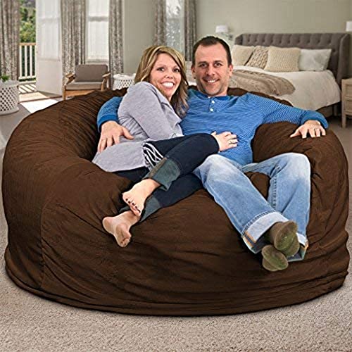 ULTIMATE SACK 6ft Bean Bag Chair, Oversize Bean Bag Chair for Adults, Comfy Chair Bean Bag Couch Lounge Sofa Loveseat Furniture | Brown Suede