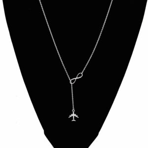 ENSIANTH Infinity and Airplane Lariat Y Necklace Jet Plane Jewelry for Stewardess Flight Attendant Traveler (Airplane Y Necklace)