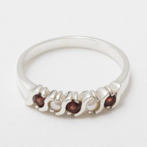 LetsBuyGold Solid 925 Sterling Silver Real Genuine Garnet & Cultured Pearl Womens Eternity Band Ring - 12 - Size 12