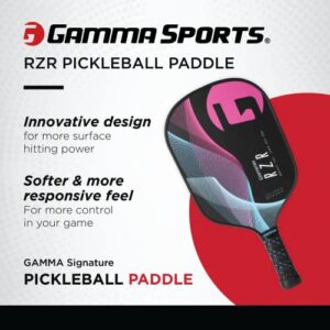 GAMMA RZR Composite Pickleball Paddle: Pickle Ball Paddles for Indoor & Outdoor Play - USAPA Approved Racquet for Adults & Kids - Pink/Blue