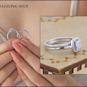 Dazzlingrock Collection 0.30 Carat Round White Diamond Square Cluster Wedding Ring Set for Her in 10K White Gold Size 7