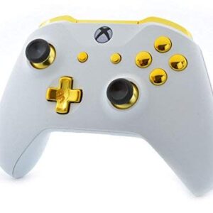 MODDEDZONE Rapid Fire Custom Standard Modded Controller compatible with Xbox One S/X 40 Mods for All Major Shooter Games (3.5 mm jack) (White/Gold)