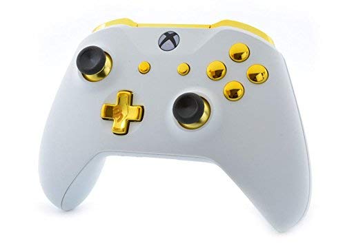 MODDEDZONE Rapid Fire Custom Standard Modded Controller compatible with Xbox One S/X 40 Mods for All Major Shooter Games (3.5 mm jack) (White/Gold)