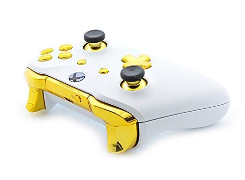 MODDEDZONE Rapid Fire Custom Standard Modded Controller compatible with Xbox One S/X 40 Mods for All Major Shooter Games (3.5 mm jack) (White/Gold)