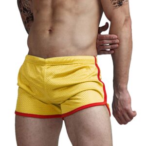 aimpact mens workout jogging suit halloween shorts bodybuilding shorts yellow (ac11yellow m)