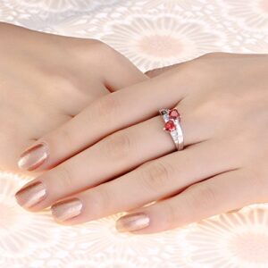 Personalized Mother Daughter Rings with 2 Heart Simulated Birthstones Custom Women Promise Rings for Her (8)