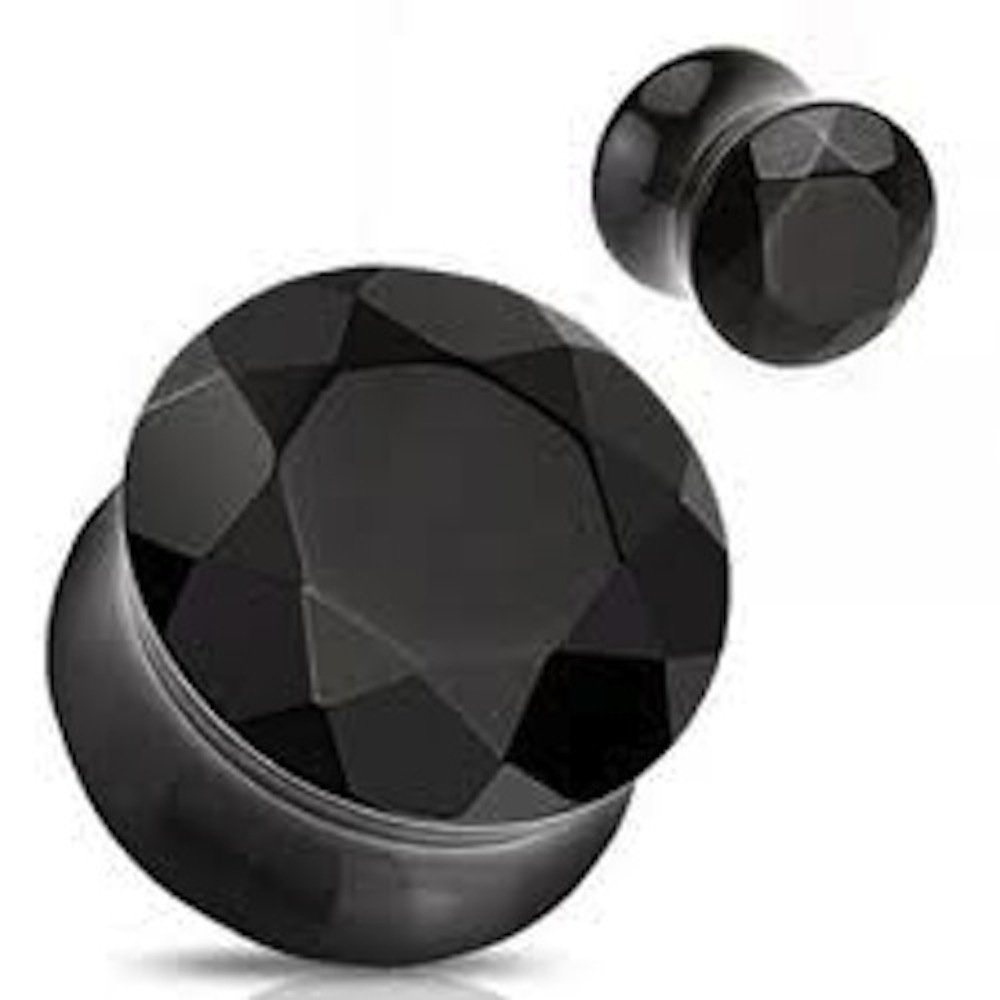 Black Glass Cut Diamond Organic Double-sided Flare Gauges/plugs/Tunnels 2 Piece (1 Pair) (0G (8MM)) (B/6/2/79)