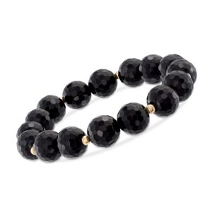 ross-simons 10mm gemstone bead stretch bracelet with 14kt yellow gold