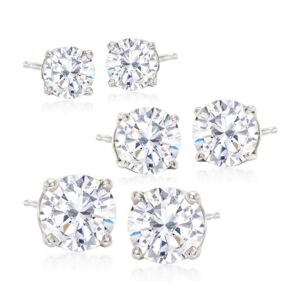 ross-simons 6.00 ct. t.w. cz jewelry set: 3 pairs of stud earrings in sterling silver