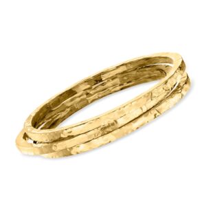 Ross-Simons Italian 18kt Gold Over Sterling Jewelry Set: 3 Hammered Bangle Bracelets. 8.5 inches