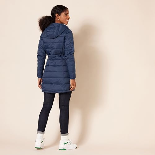 Amazon Essentials Women's Lightweight Water-Resistant Hooded Puffer Coat (Available in Plus Size), Navy, Large