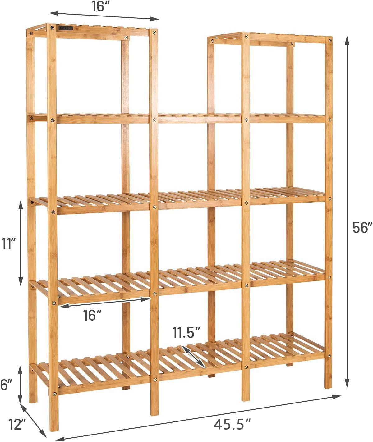 COSTWAY Plant Stand indoor, Bamboo Utility Shelf with Storage Organizer Pots, Wood Outdoor Tiered Plant Shelf for Multiple Plants, for Window, Garden, Balcony, Living Room