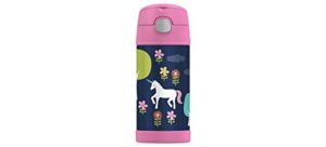 thermos 12 ounce funtainer kids straw bottle, unicorns