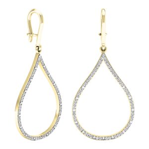 dazzlingrock collection 0.20 carat (ctw) 14k round white diamond ladies teardrop earrings 1/5 ct, yellow gold