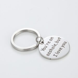 Meiligo® Boyfriend Girlfriend Gift Key Chain You`re my favorite asshole Necklace Key Chain Pendant (I Love You - Key Chain)