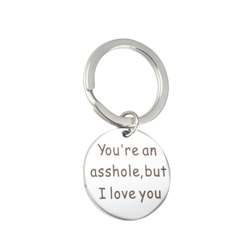 Meiligo® Boyfriend Girlfriend Gift Key Chain You`re my favorite asshole Necklace Key Chain Pendant (I Love You - Key Chain)