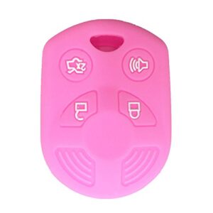 Ezzy Auto Pink 4 Buttons Silicone Rubber Key Fob Case Key Cover Key Jacket Skin Protector fit for Ford