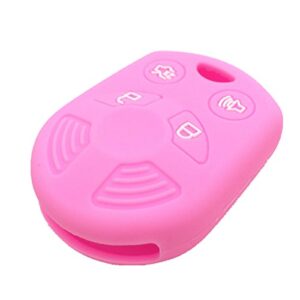 Ezzy Auto Pink 4 Buttons Silicone Rubber Key Fob Case Key Cover Key Jacket Skin Protector fit for Ford