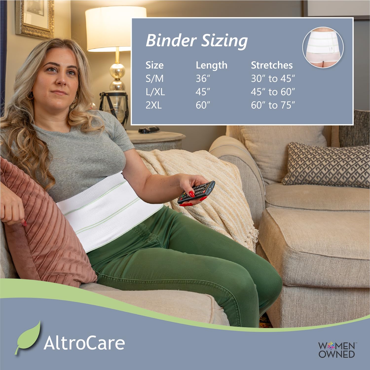 AltroCare Postpartum & Post Surgery Abdominal Binder. Support Recovery after C-Section, Natural Birth, Hysterectomy, Hernia. 3 Panel design, Size L/XL (45" to 60").