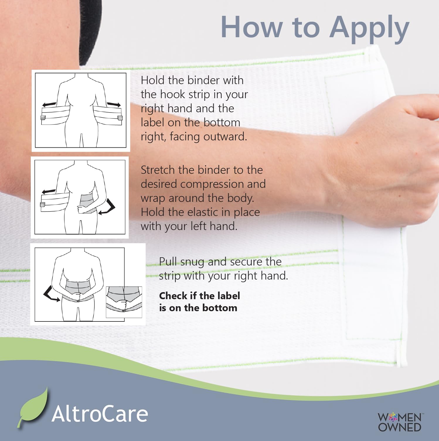 AltroCare Postpartum & Post Surgery Abdominal Binder. Support Recovery after C-Section, Natural Birth, Hysterectomy, Hernia. 3 Panel design, Size L/XL (45" to 60").