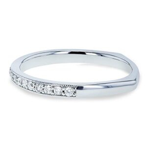 Kobelli Diamond Pave-set Milgrain Square Shank Wedding Band 1/5 CTW 14k White Gold, 9.5