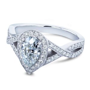 Kobelli Pear Moissanite Halo Crossover Engagement Ring 1 1/3 CTW 14k White Gold (DEF/VS, GH/I), 11