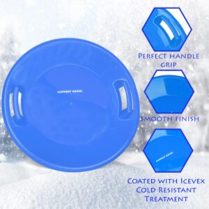 Slippery Racer Heavy-Duty Cold Resistant Downhill Pro Plastic Outdoor Winter Saucer Disc Snow Sled with Handles. (SUPERMAN-1 PACK)