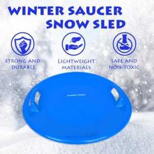 Slippery Racer Heavy-Duty Cold Resistant Downhill Pro Plastic Outdoor Winter Saucer Disc Snow Sled with Handles. (SUPERMAN-1 PACK)