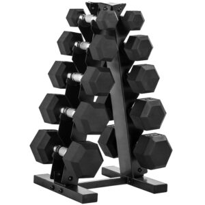 cap barbell 150-lb hex dumbbell weight set with vertical rack