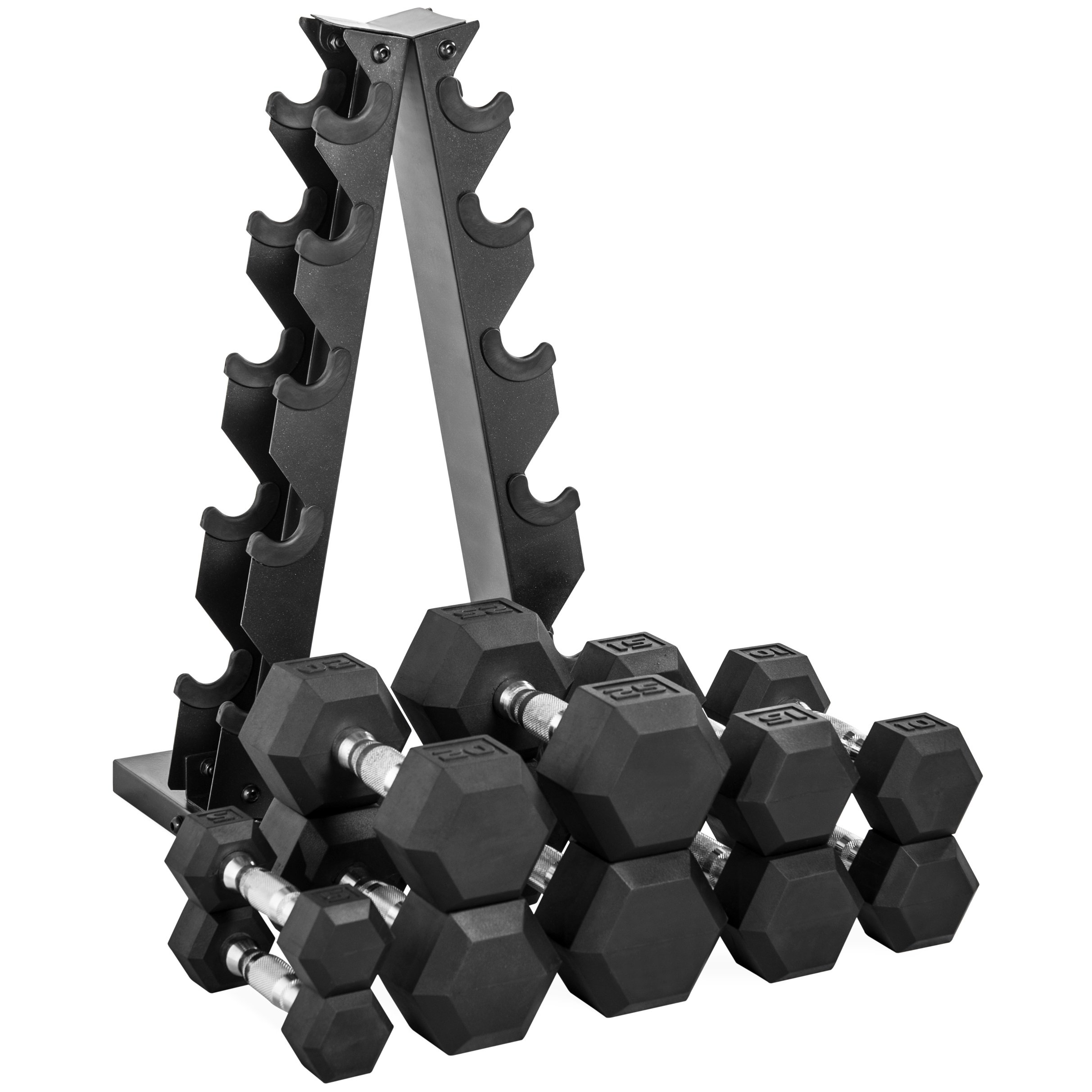 CAP Barbell 150-lb Hex Dumbbell Weight Set with Vertical Rack