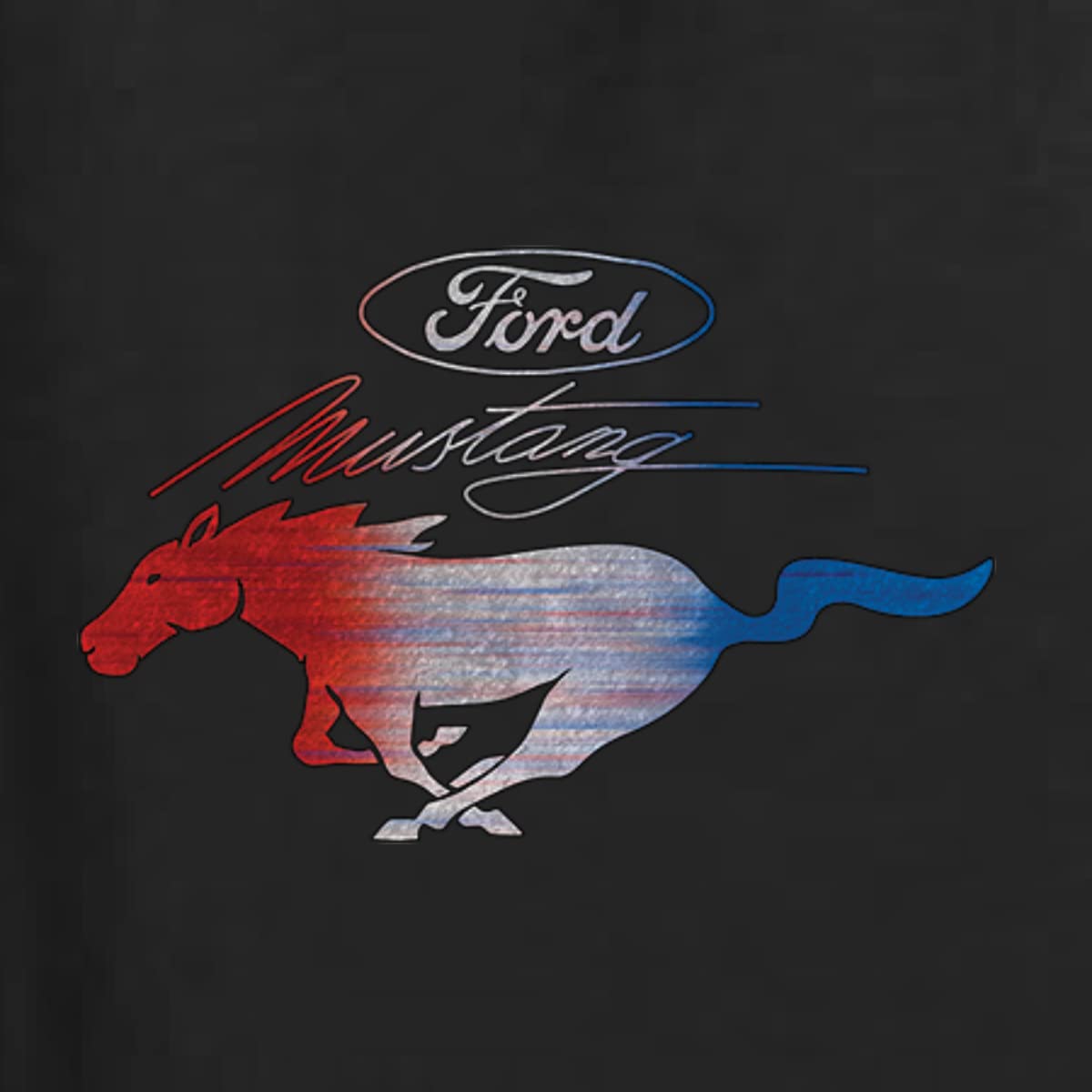 Ford Mustang Shirt USA Flag Mustang Emblem Cars and Trucks Men's Graphic T-Shirt, Black, Large