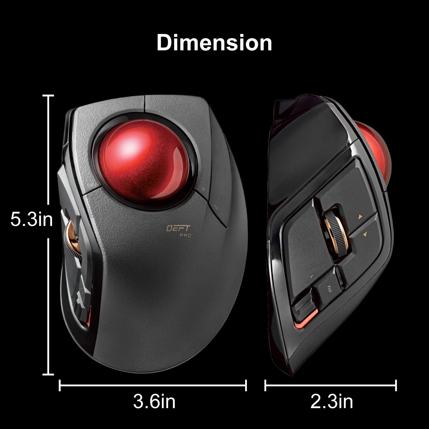 ELECOM DEFT PRO Trackball Mouse, Wired, Wireless, Bluetooth 3 Types Connection, Ergonomic Design, 8-Button Function, Red Ball, Windows11, MacOS (M-DPT1MRXBK)