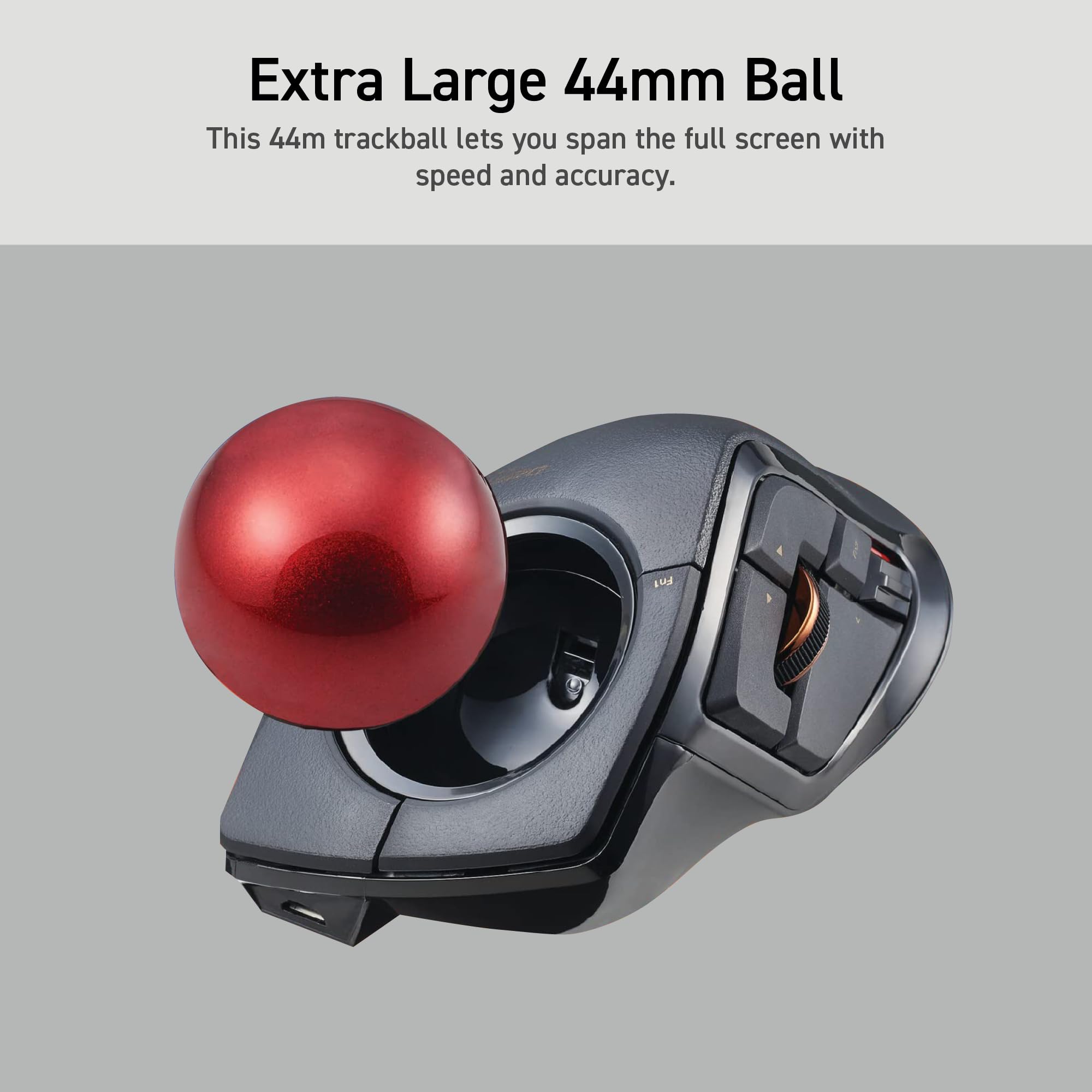 ELECOM DEFT PRO Trackball Mouse, Wired, Wireless, Bluetooth 3 Types Connection, Ergonomic Design, 8-Button Function, Red Ball, Windows11, MacOS (M-DPT1MRXBK)