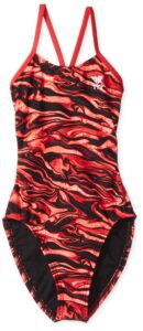 tyr girls’ miramar cutoutfit swimsuit, red, 24