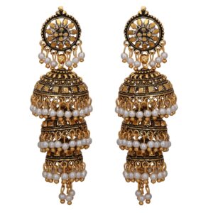 Jwellmart Bollywood Traditional Ethnic Pearl Jhumka Jhumki Indian Earrings for Women (Style1)