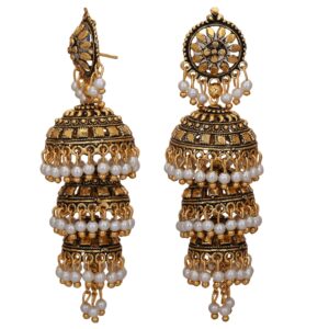 Jwellmart Bollywood Traditional Ethnic Pearl Jhumka Jhumki Indian Earrings for Women (Style1)