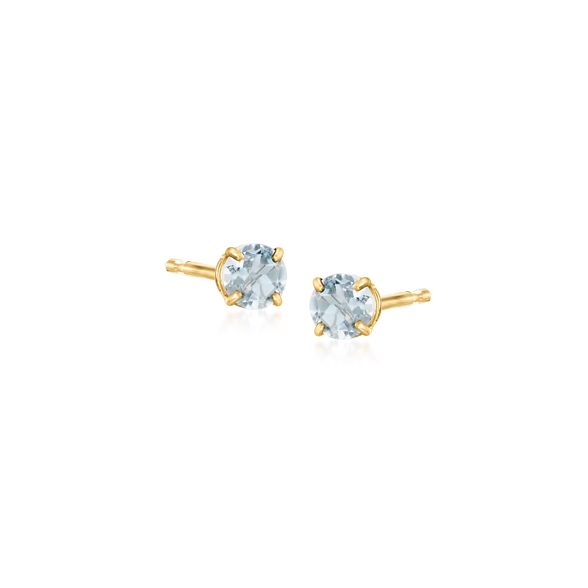 Ross-Simons 0.50 ct. t.w. Round Aquamarine Stud Earrings in 14kt Yellow Gold