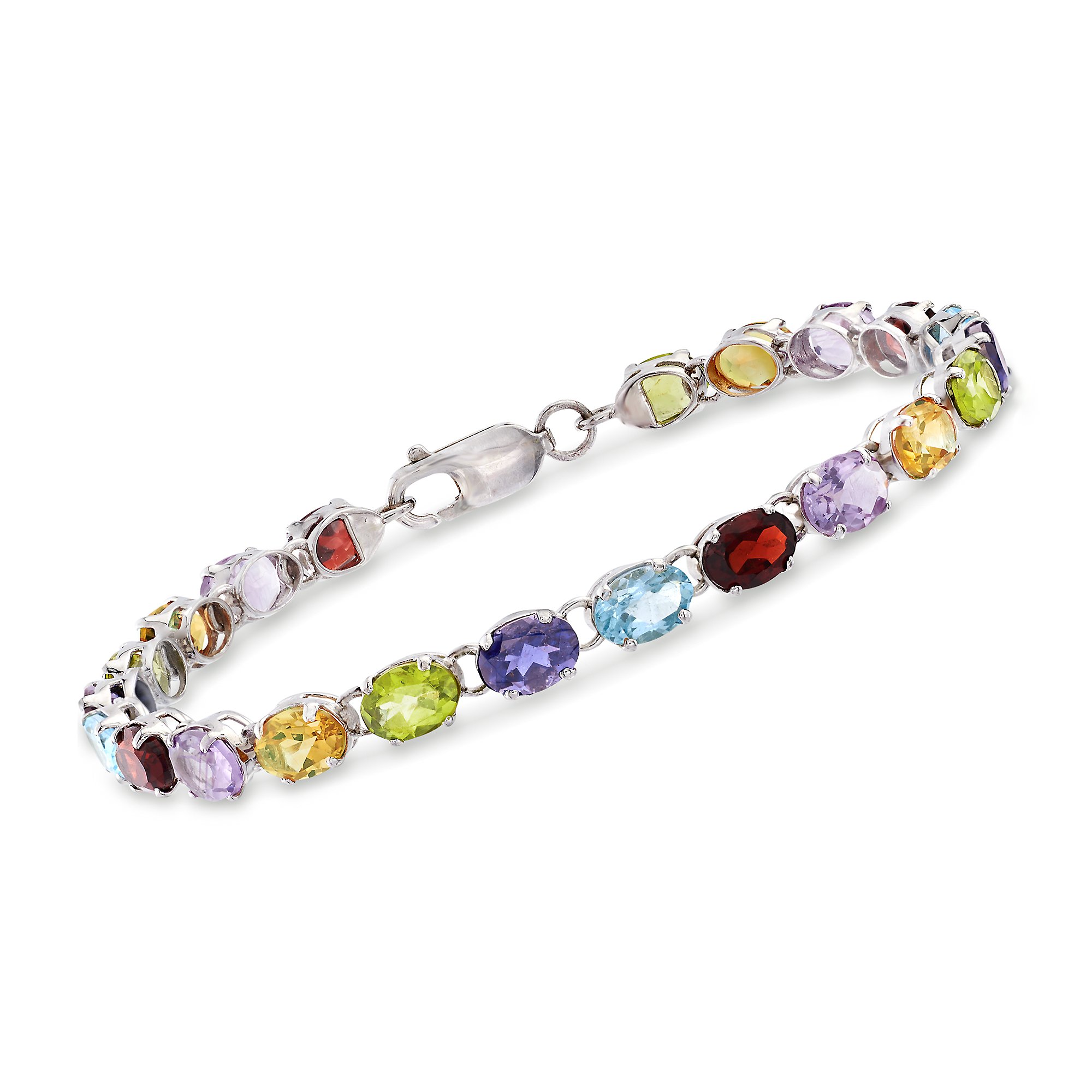 Ross-Simons 16.00 ct. t.w. Multi-Gemstone Link Bracelet in Sterling Silver. 7 inches