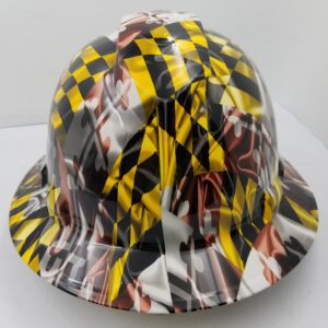 Wet Works Imaging Customized Pyramex Full BRIM MARYLAND STATE FLAG HARD HAT with Ratcheting Suspension CUSTOM LIDS CRAZY SICK CONSTRUCTION PPE