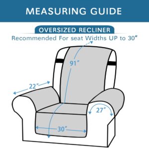 H.VERSAILTEX 100% Waterproof Recliner Chair Cover Oversized Reclining Slipcovers Washable Lazy boy Recliner Chair Cover Non Slip Furniture Protector for Kids, Pets (Oversized Recliner, Grey)