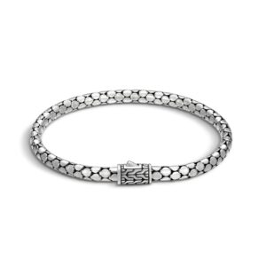 John Hardy Dot Collection, Women's Bracelet, 4.5MM 925-Sterling Silver, Luxury Women's Wrist Bracelet with Pusher Clasp, Size Large