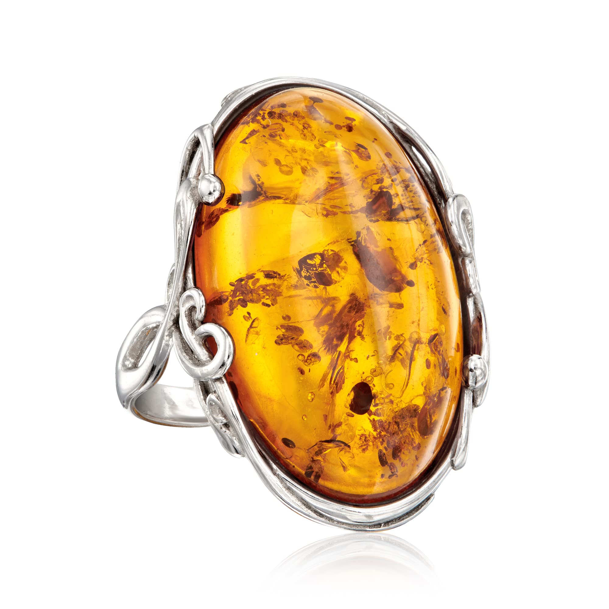 Ross-Simons Orange Amber Ring in Sterling Silver. Size 9