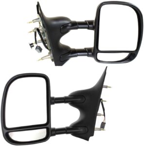 kool vue driver & passenger side power towing mirrors for ford e-350 super duty 2002-2008 without puddle lamp textured