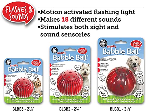 Pet Qwerks Blinky Babble Ball - Flashing Interactive Chew Dog Toy - Small